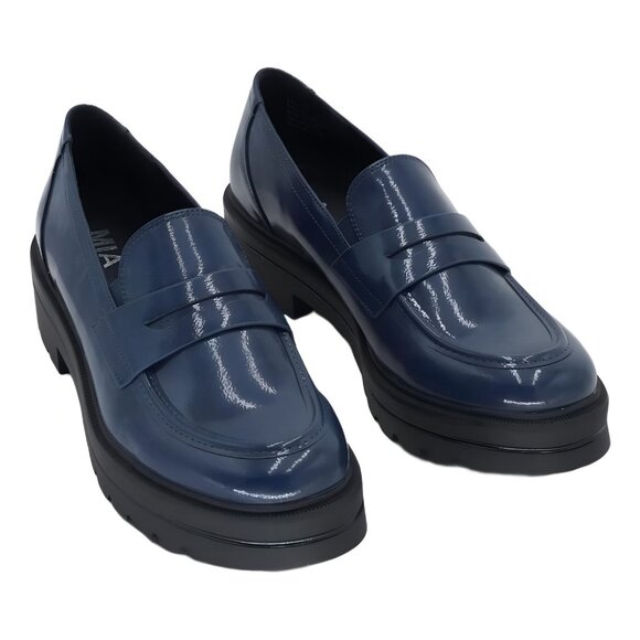 MIA Shoes - MIA Yoani Lug Sole Loafers Round Toe Navy 9M